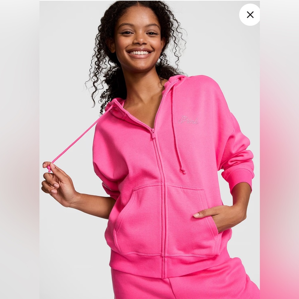 Pink Limited Edition Carmine Rose Bling hoodie